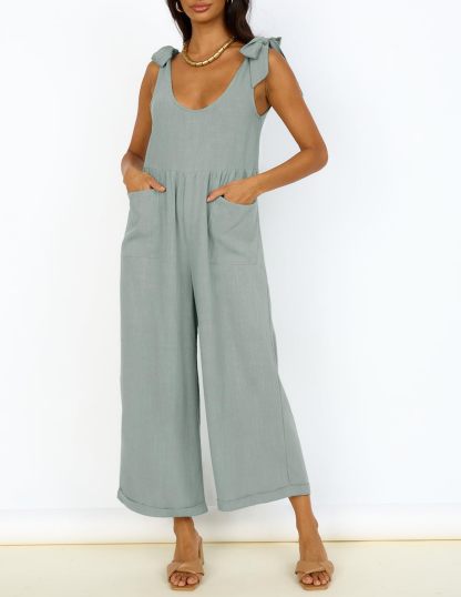 Summer Loose Sleeveless Adjustable Shoulder Strap Back Pants