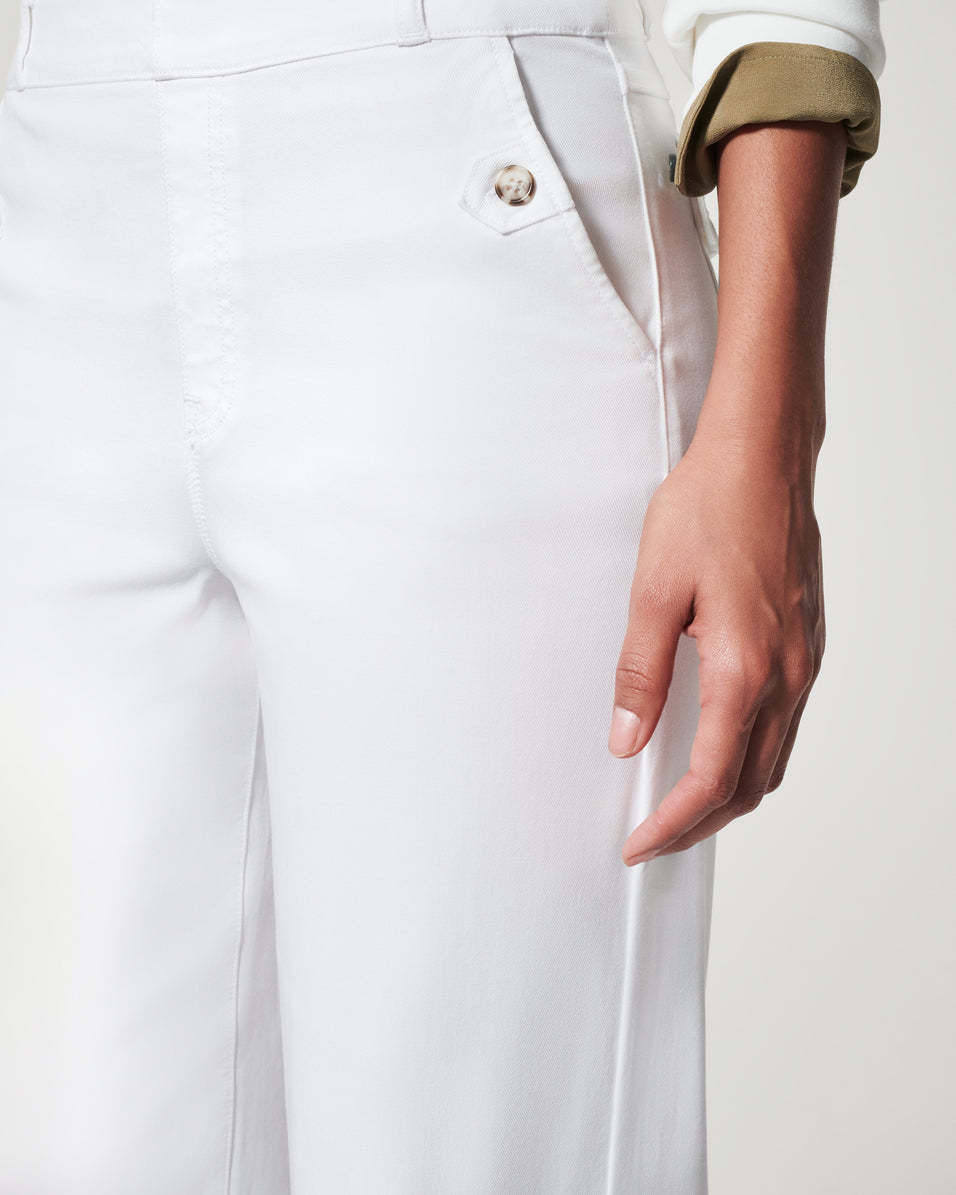 Stretch Twill Cropped Wide Leg Pant -Pink Laura