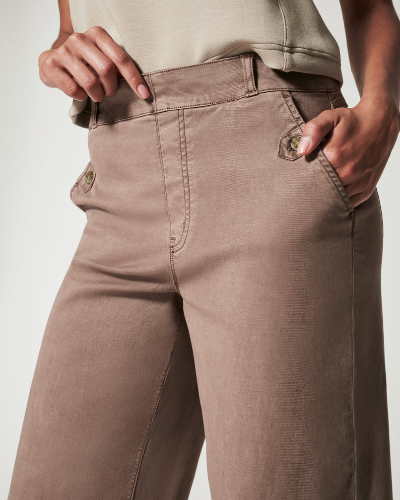 Stretch Twill Cropped Wide Leg Pant -Pink Laura