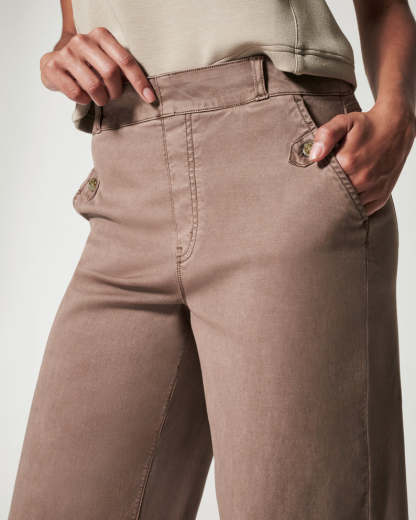 Stretch Twill Cropped Wide Leg Pant -Pink Laura