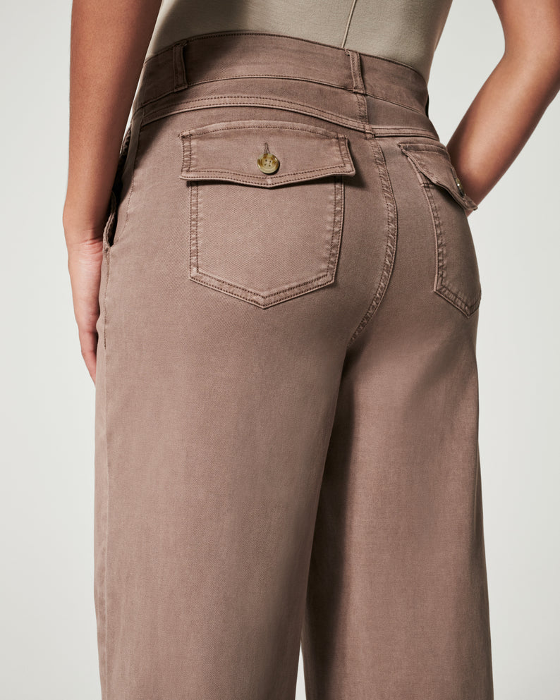 Stretch Twill Cropped Wide Leg Pant -Pink Laura