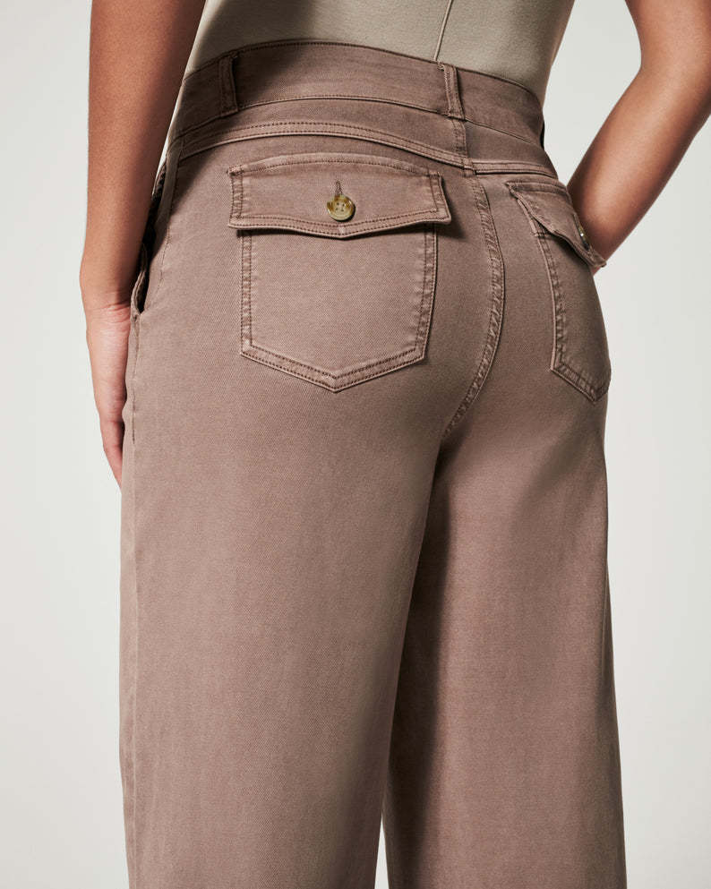 Stretch Twill Cropped Wide Leg Pant -Pink Laura