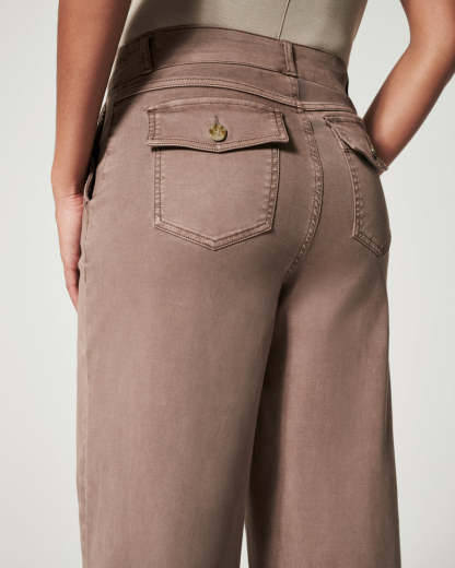 Stretch Twill Cropped Wide Leg Pant -Pink Laura