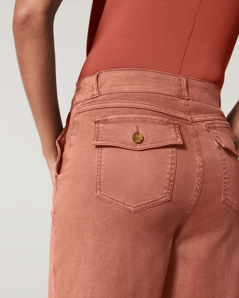 Stretch Twill Cropped Wide Leg Pant -Pink Laura