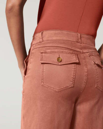 Stretch Twill Cropped Wide Leg Pant -Pink Laura