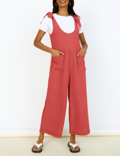 Summer Loose Sleeveless Adjustable Shoulder Strap Back Pants