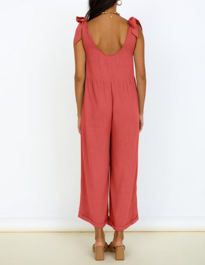 Summer Loose Sleeveless Adjustable Shoulder Strap Back Pants