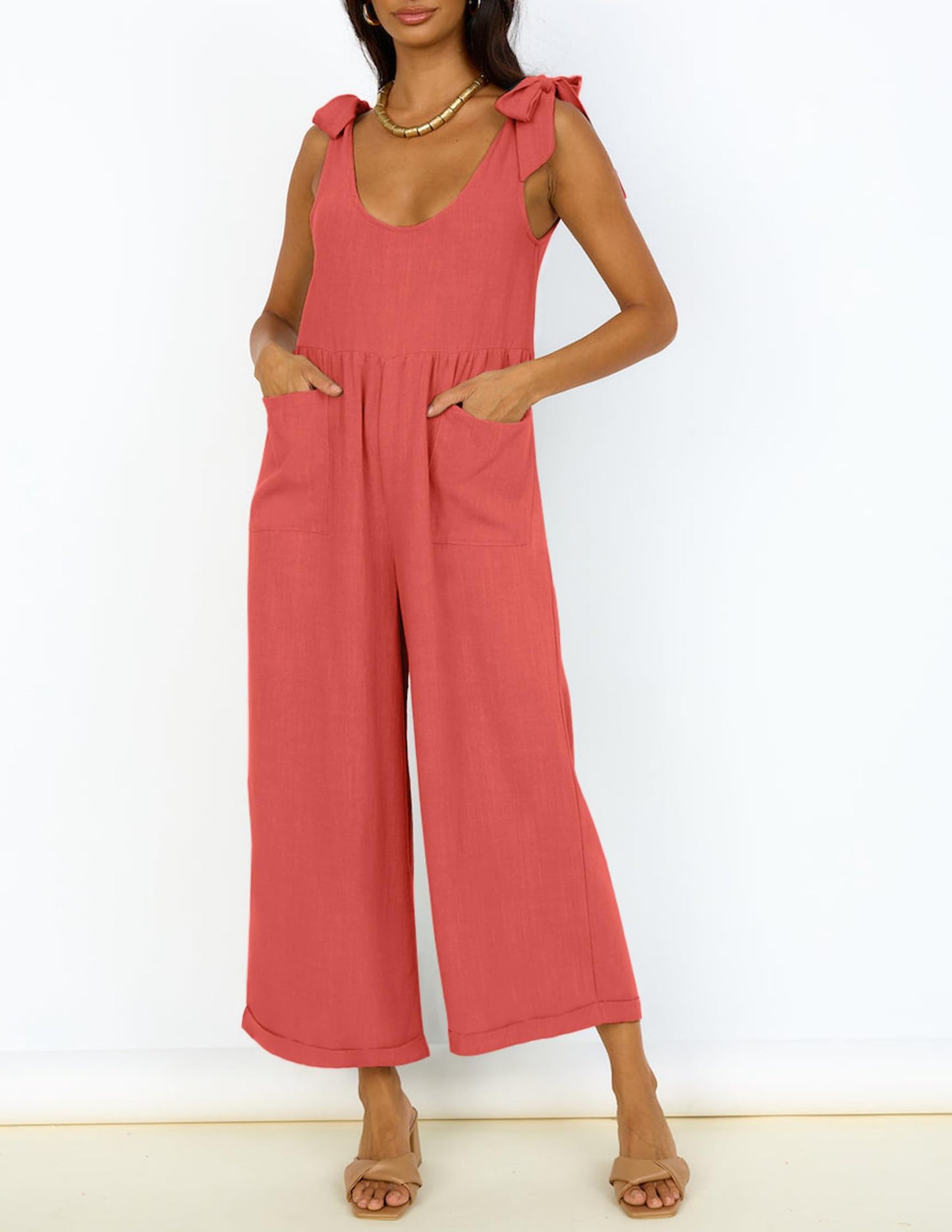 Summer Loose Sleeveless Adjustable Shoulder Strap Back Pants