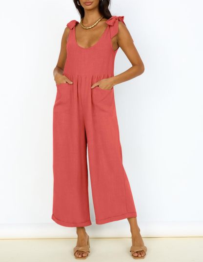 Summer Loose Sleeveless Adjustable Shoulder Strap Back Pants