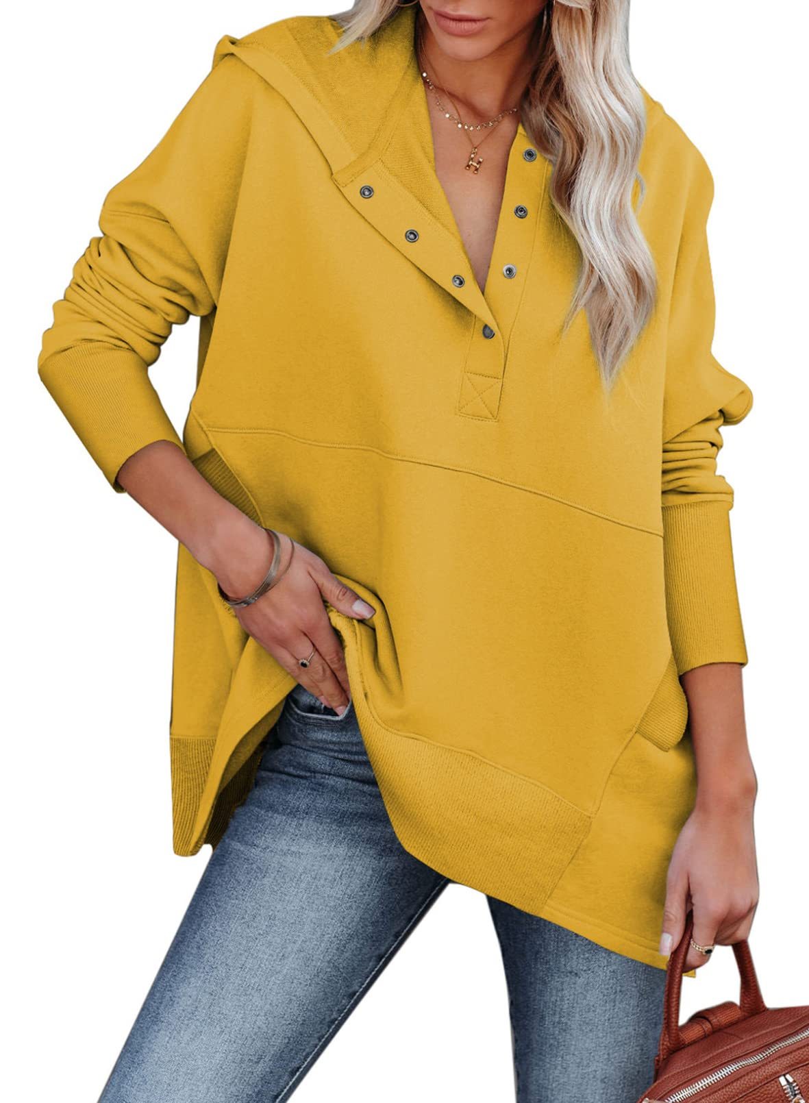 Oversized Sweatshirt Long Sleeve V Neck Pullover Hoodies✨Buy 2 Free Shipping