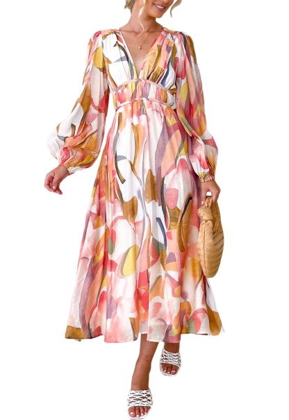 ⏰Women's 2024 Long Sleeve Boho Floral Maxi Dress-hivebabe.com