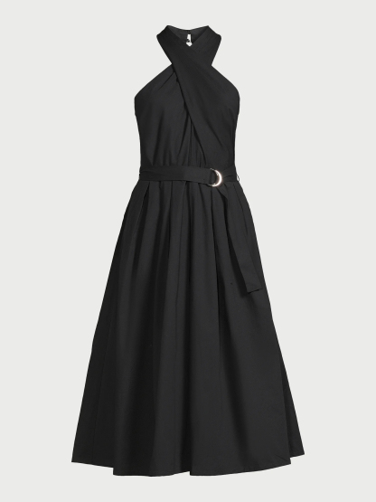 2024 🔥 HOT SALE 🔥Women's Belted Halter Midi Dress-hivebabe.com