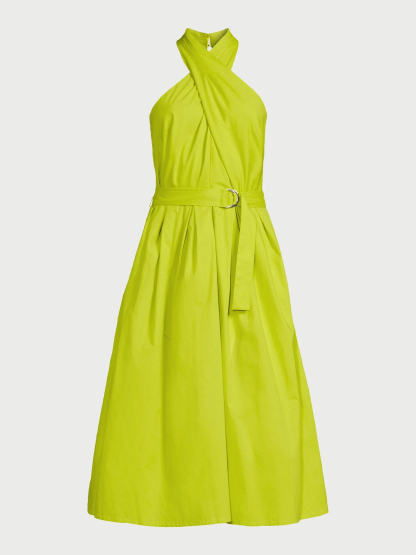 2024 🔥 HOT SALE 🔥Women's Belted Halter Midi Dress-hivebabe.com