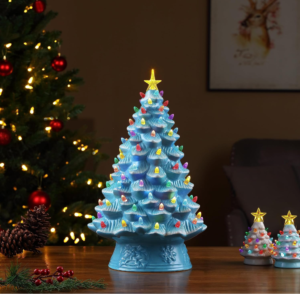 💝Last Day For Clearance💥Mr. Christmas Nostalgic Ceramic Christmas Tree with LED Lights