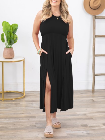 Sleeveless Tank Empire Waist Midi Dress