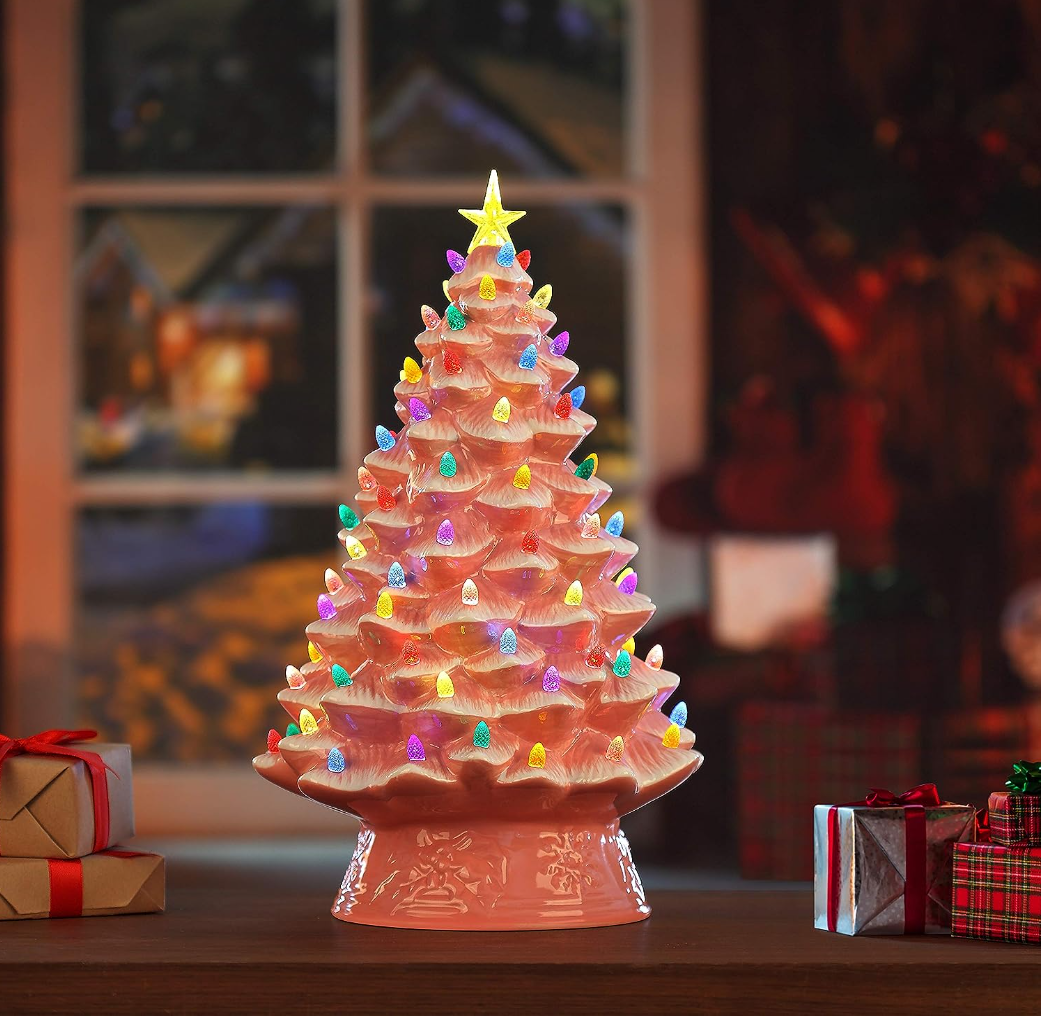 💝Last Day For Clearance💥Mr. Christmas Nostalgic Ceramic Christmas Tree with LED Lights