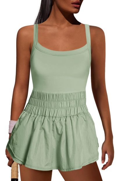 Womens Workout Romper Athletic Dress One Piece Jumpsuits