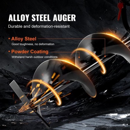 Post Hole Digger, 52cc 1450W Auger Post Hole Digger, Gas Powered Earth Digger with Two Earth Auger Drill Bit 6" & 10" and 3 Extension Rods