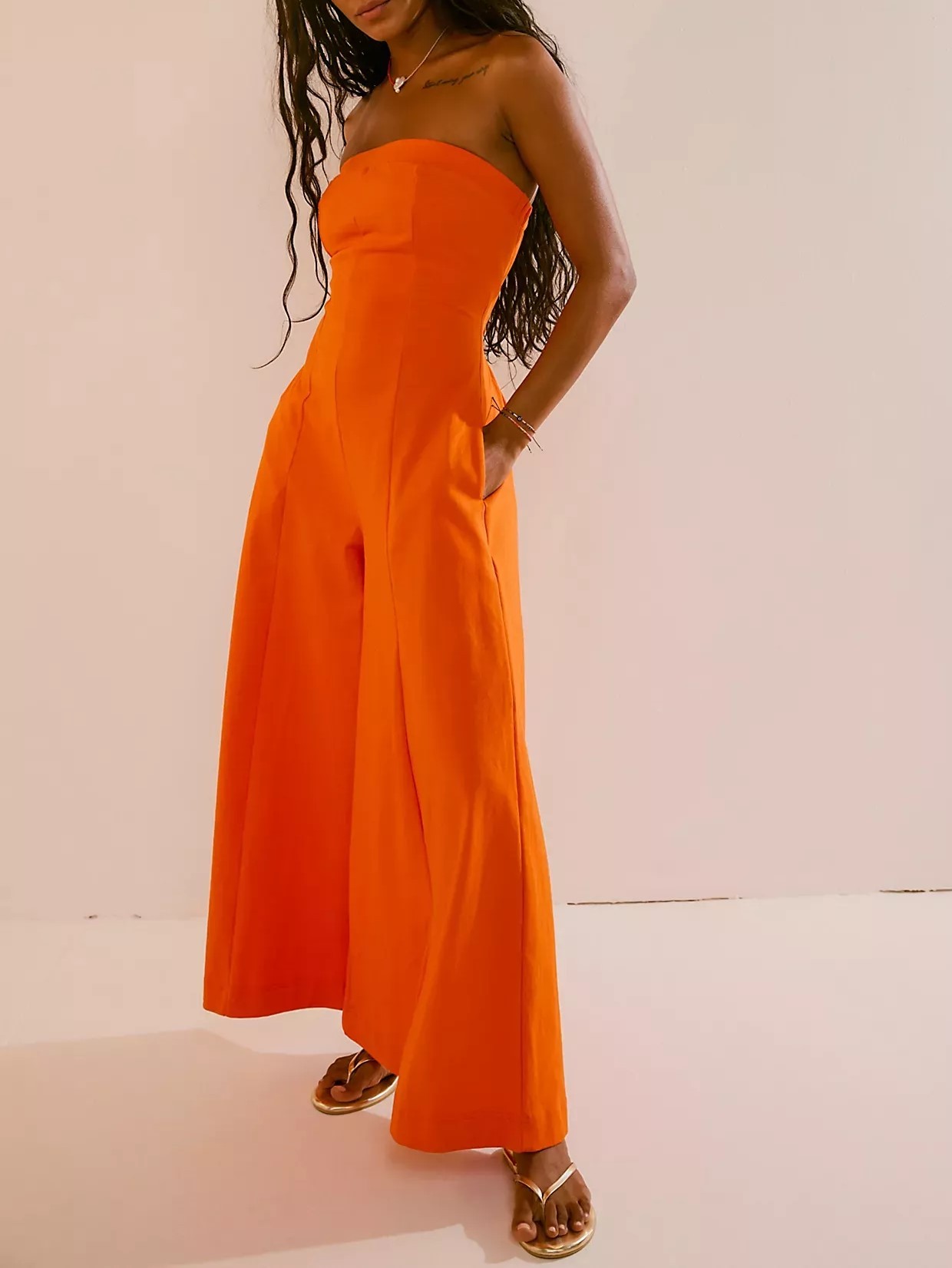Tube Top High Waist Wide Leg Romper Jumpsuit