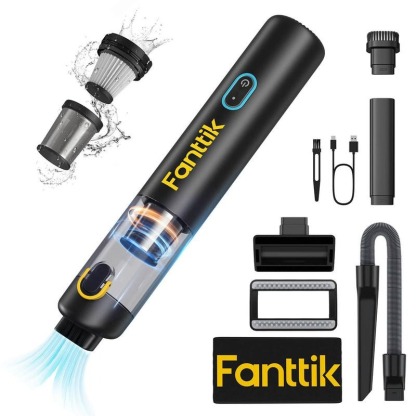 Fanttik Slim V8 Mate Cordless Car Vacuum High Power, 12000Pa/30AW, RobustClean Mini Vacuum with Flexible Hose and Pet Brush