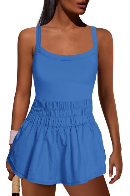 Womens Workout Romper Athletic Dress One Piece Jumpsuits
