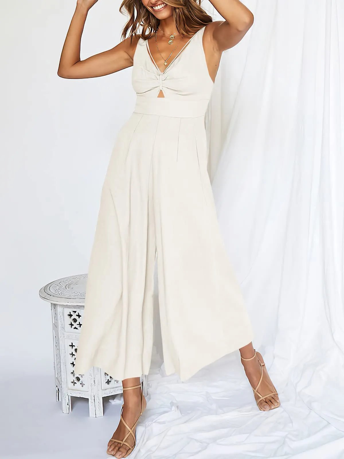 New Summer V Neck Cutout High-Waist Rompers