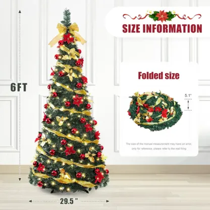 $29.99🔥Buy 1 Get 1 Free⏰🎄6 Ft Prelit Full Christmas Tree Decor Pop up Xmas Tree🎄