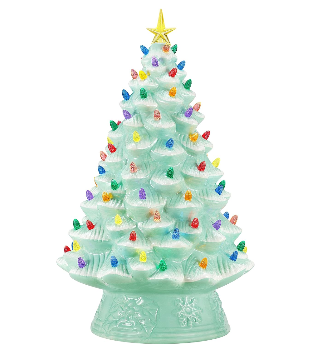 💝Last Day For Clearance💥Mr. Christmas Nostalgic Ceramic Christmas Tree with LED Lights