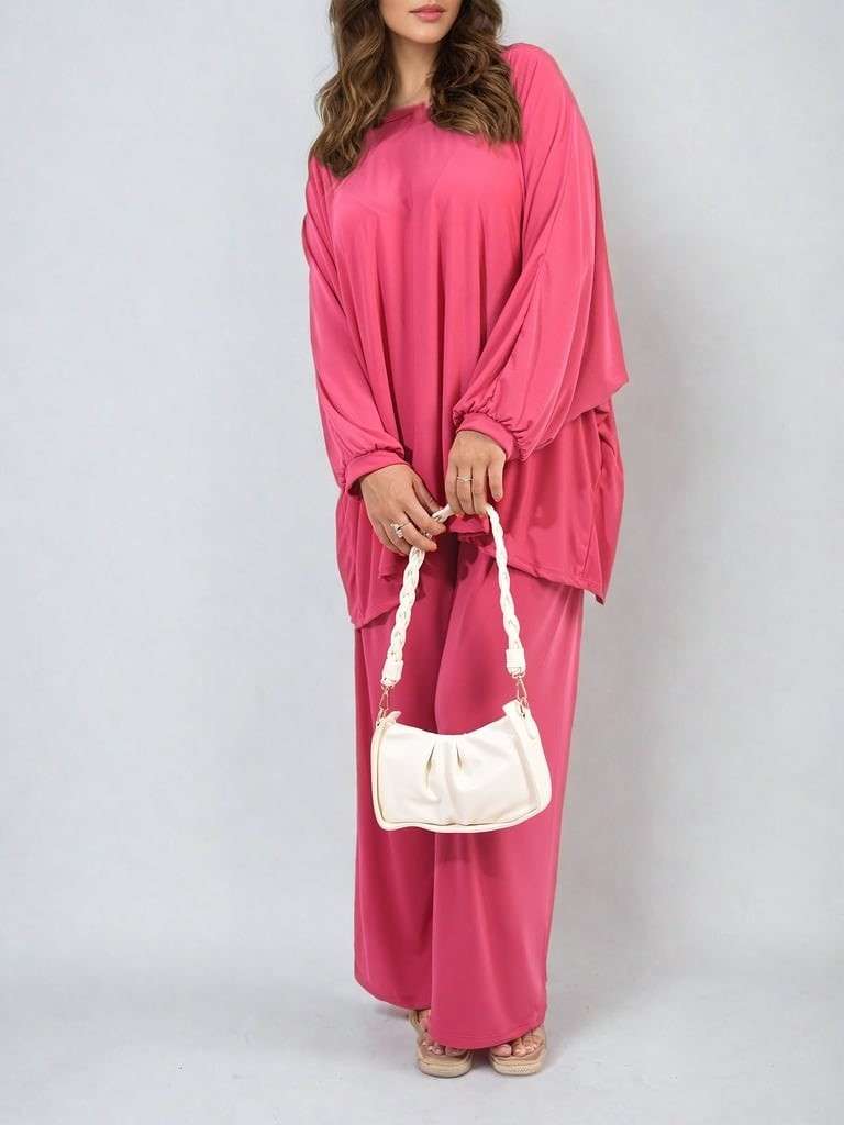 HOT SALE Casual Oversized Long Sleeve Top and Wide Leg Pants Set (Buy 2 Free Shipping)