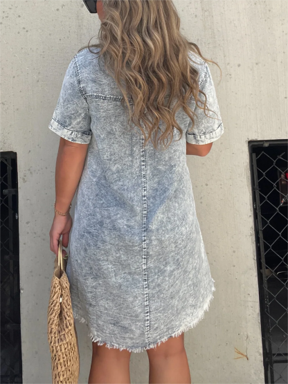 Women's Washed Shirt Dress (Buy 2 Free Shipping)-Pink Laura