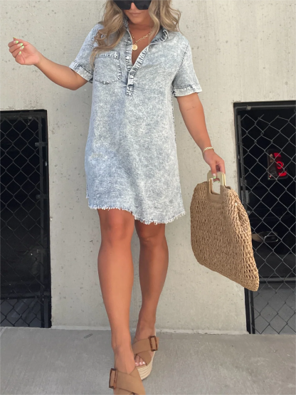 Women's Washed Shirt Dress (Buy 2 Free Shipping)-Pink Laura