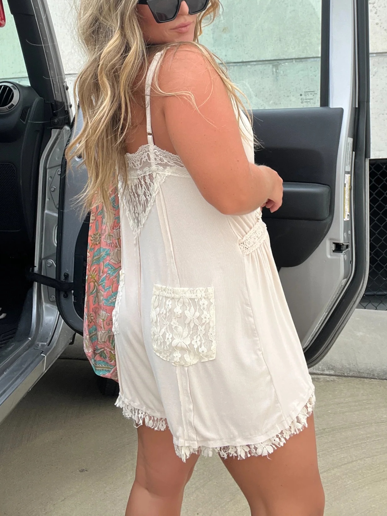 Women’s V-Neck Lace Trim Detailing Romper (BUY 2 FREE SHIPPING)
