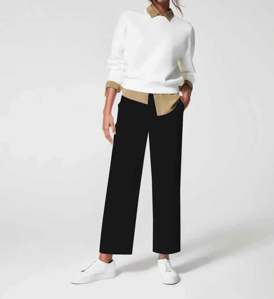 Stretch Twill Cropped Wide Leg Pant -Pink Laura