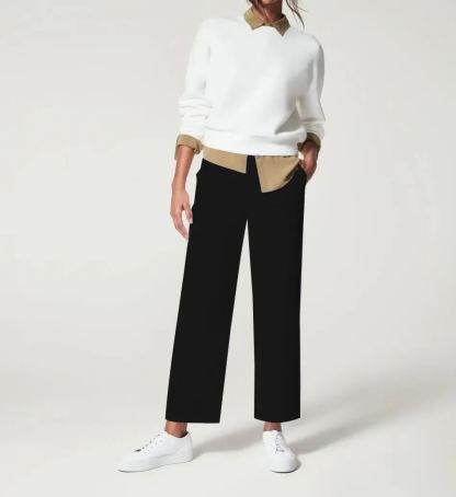 Stretch Twill Cropped Wide Leg Pant -Pink Laura