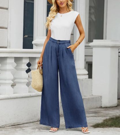 Wide Leg Pants for Women High Waisted Jeans-hivebabe.com