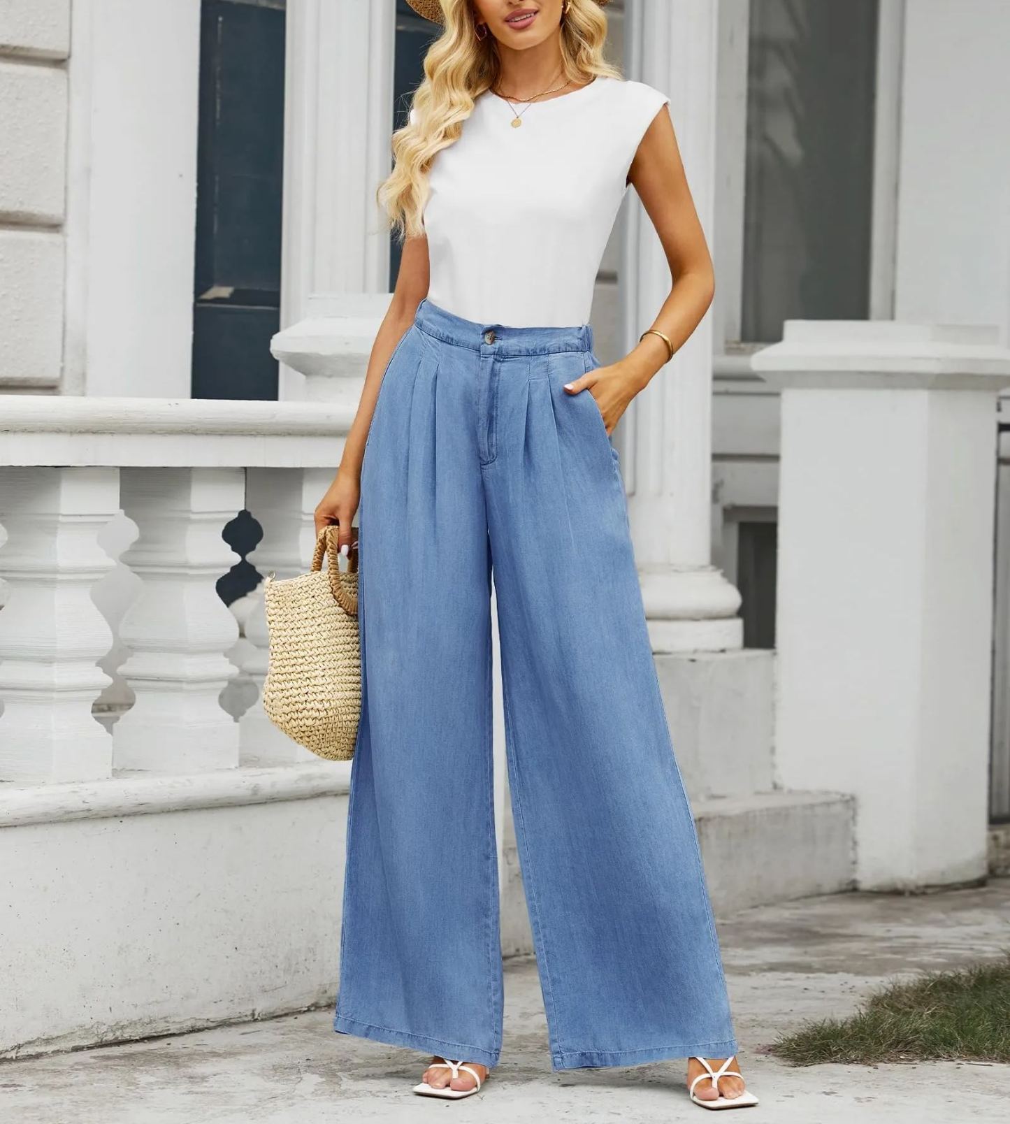 Wide Leg Pants for Women High Waisted Jeans-hivebabe.com