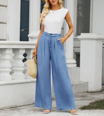 Wide Leg Pants for Women High Waisted Jeans-hivebabe.com