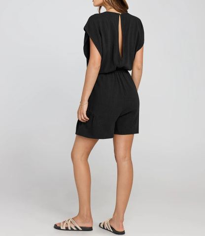 Women's Summer Casual Linen Romper with Drawstring