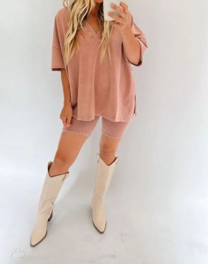 🎀2 Piece Outfits for Women 💐Oversized Reversible Biker Shorts Sets