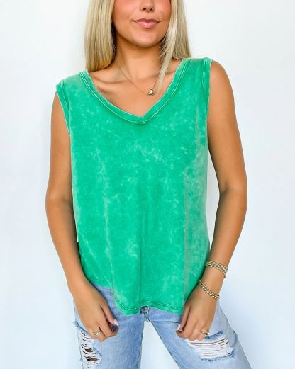Mineral Wash Flowy Tank Top