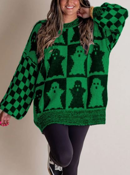 2024 Halloween Checkered Sweater-SPOOKY SEASON(40% OFF now!!!)
