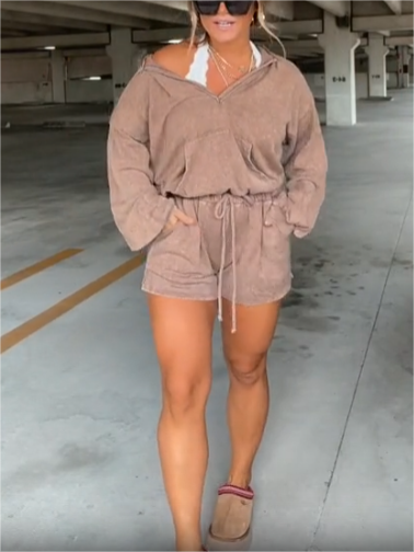 2024 Washed Hooded Romper (Buy 2 Free Shipping)-hivebabe.com