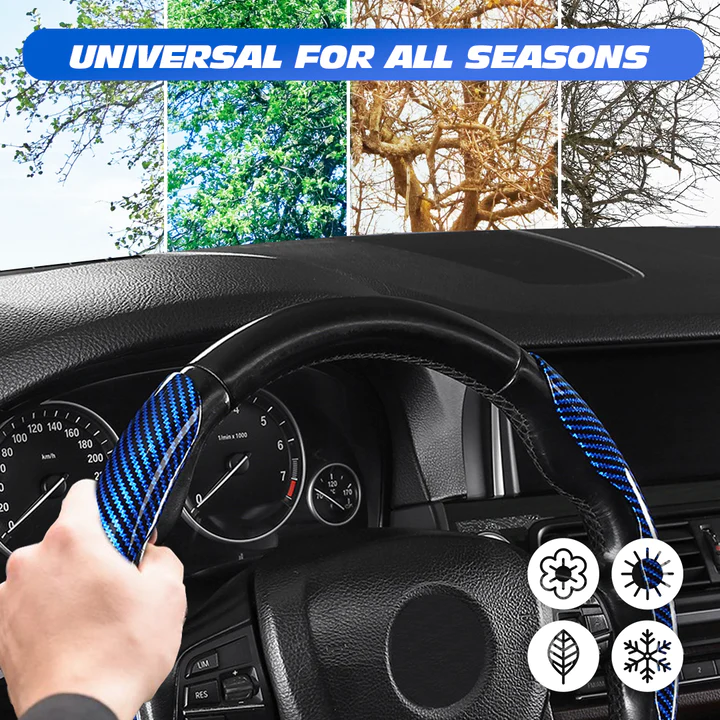 Husa volan auto Samez din fibră de carbon silicon anti-alunecare universală