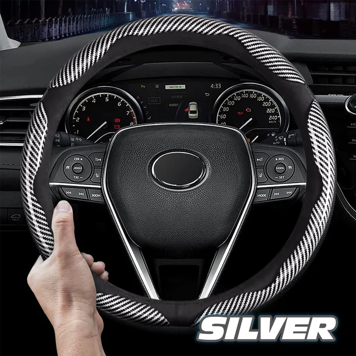 Husa volan auto Samez din fibră de carbon silicon anti-alunecare universală