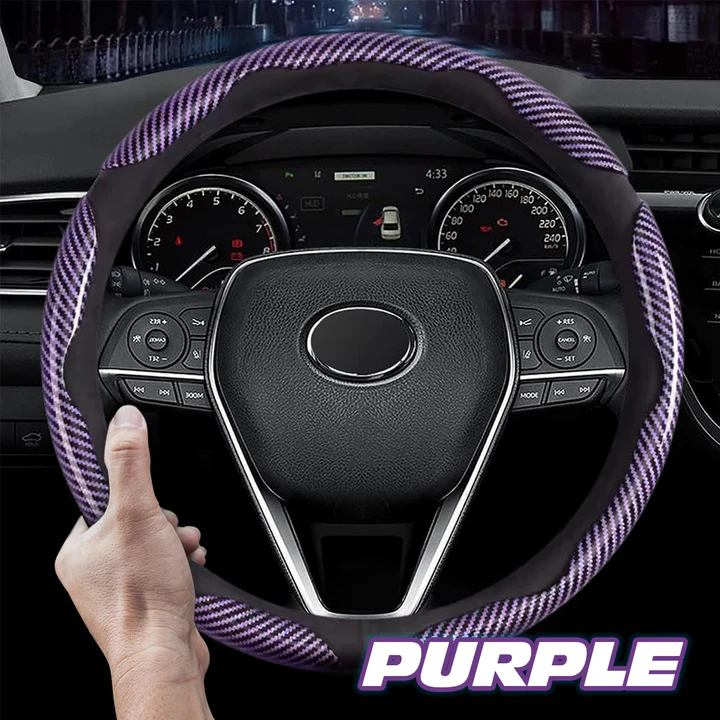Husa volan auto Samez din fibră de carbon silicon anti-alunecare universală