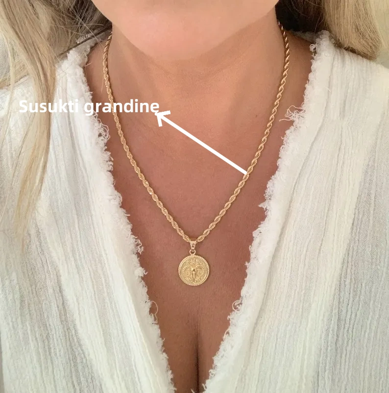 ✨ Zodiako monetų karoliai - unikalus auksu inkrustuotas dizainas, puiki gimtadienio dovana jai! 🎁
