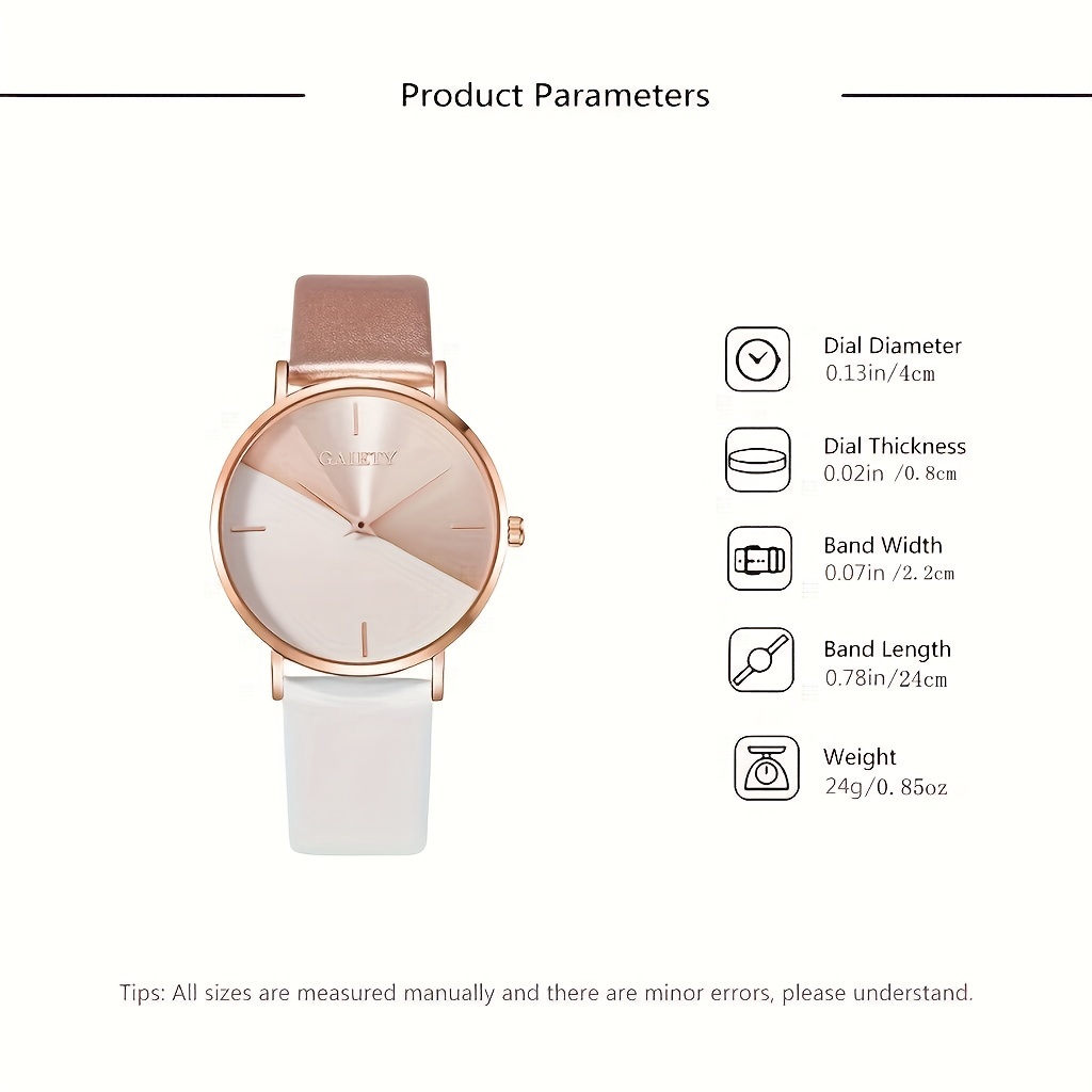 Relógio de quartzo com costura simples de duas cores pulseira de couro PU requintada