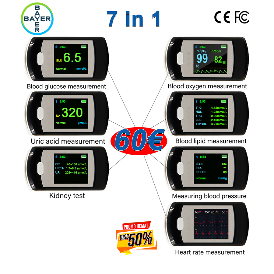 Medidor de glucosa en sangre no invasivo Bayer (medición de 5 segundos/99% de precisión)