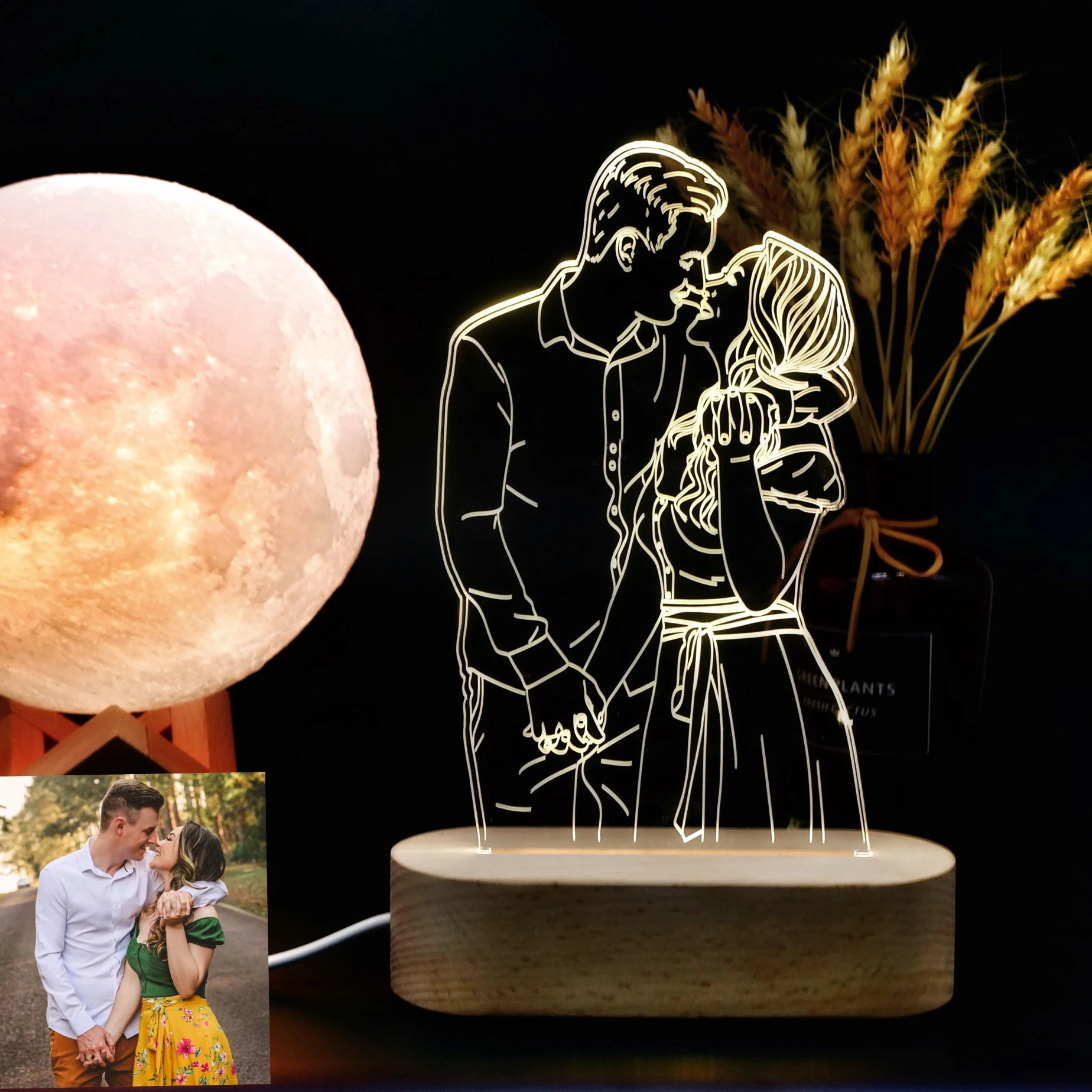 ✨ Personalização de Lâmpada de Foto 3D Gravada ✨ A combinação perfeita de arte e tecnologia! Guarde memórias únicas! 🎉