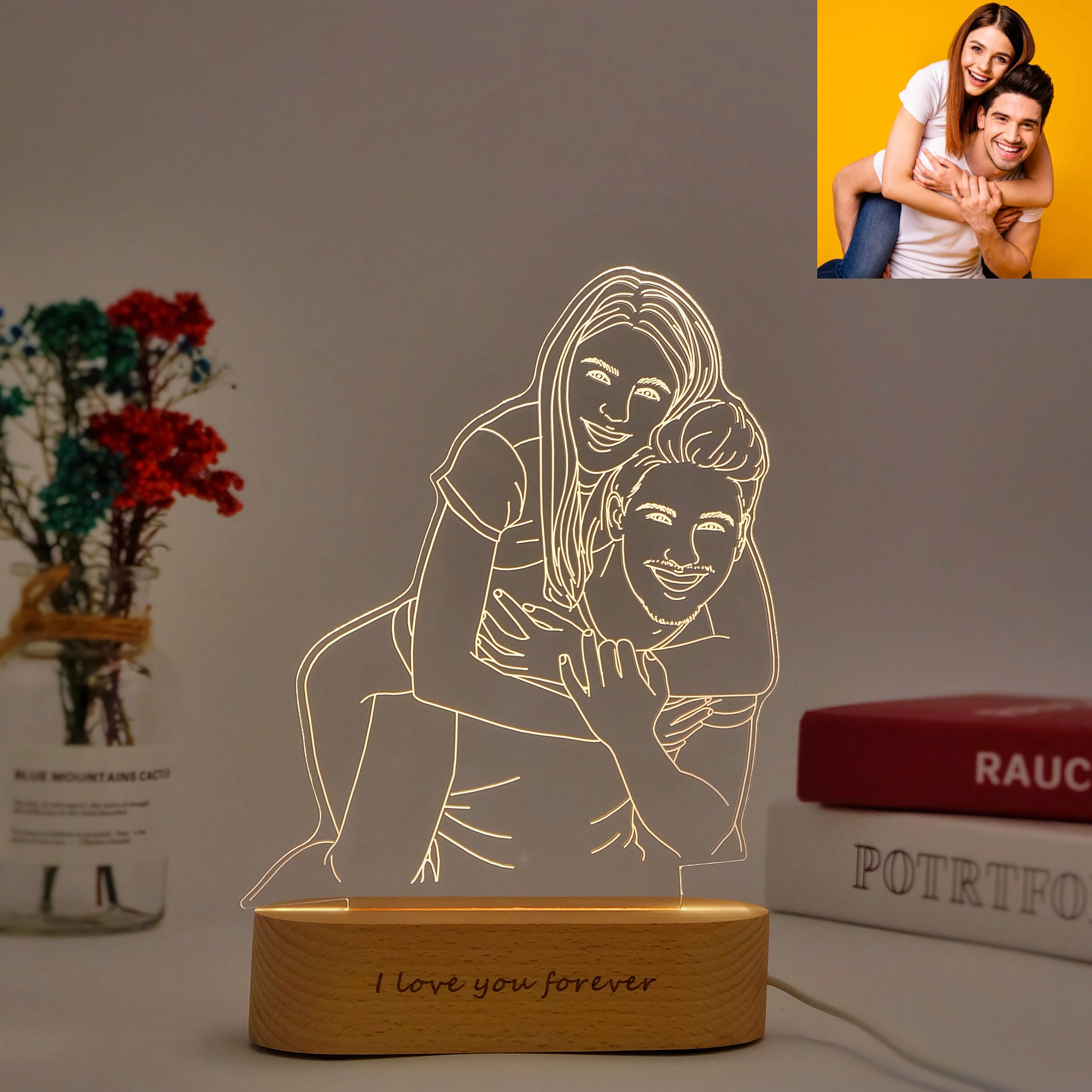 ✨ Personalização de Lâmpada de Foto 3D Gravada ✨ A combinação perfeita de arte e tecnologia! Guarde memórias únicas! 🎉